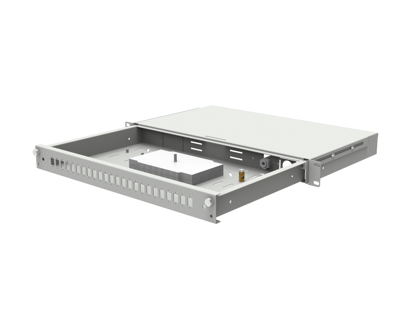 Fiber optic patch panels - pull-out: PSW-E-19"-250-1U-12-SCS-0K3-S-R7035